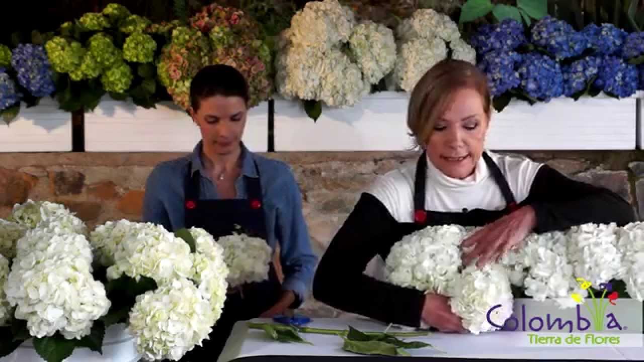 Decoración de mesa con Hortensias