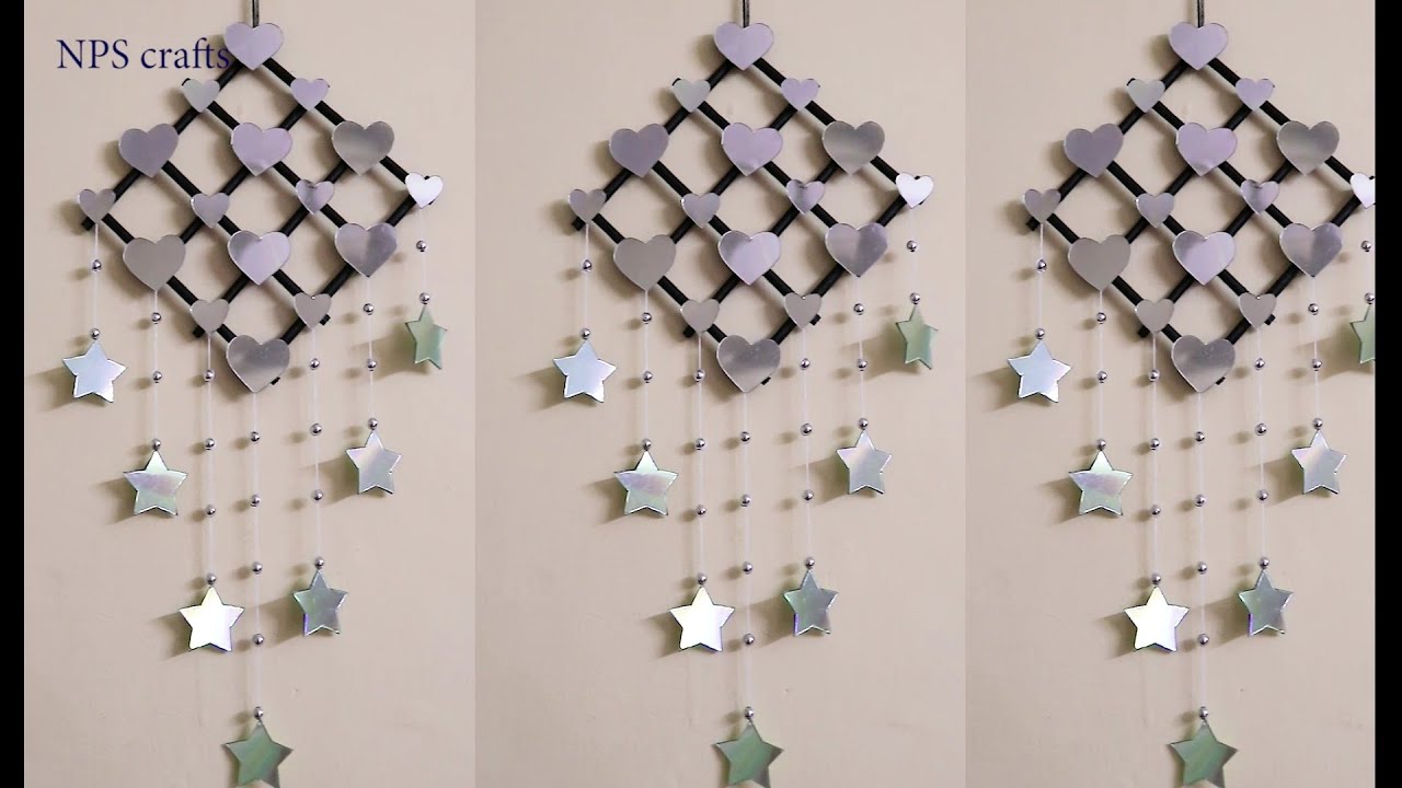 How to make hearts ❤️ and star ⭐ Wall Hanger with waste CDs | DIY | cd craft ideas | HEART STAR