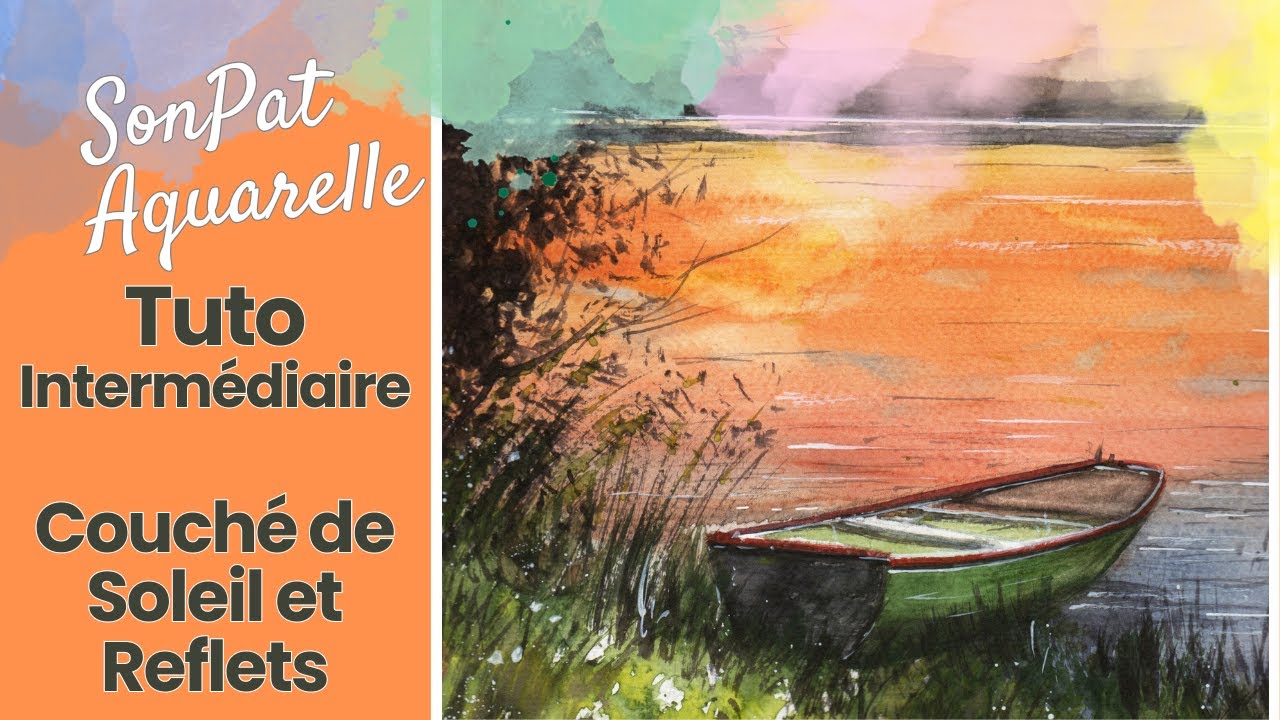 Maîtriser les Couchers de Soleil en Aquarelle : Magie au Bord du Lac