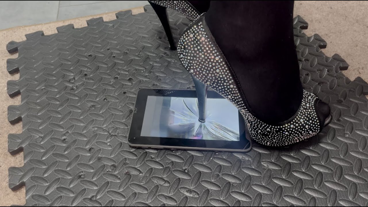 ASMR heels crush tablet from fan 