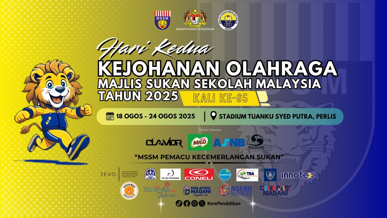 🔴[LIVE] ACARA BALAPAN 🏆 HARI KEDUA KEJOHANAN OLAHRAGA MSSM KALI KE-65 TAHUN 2025 🏆