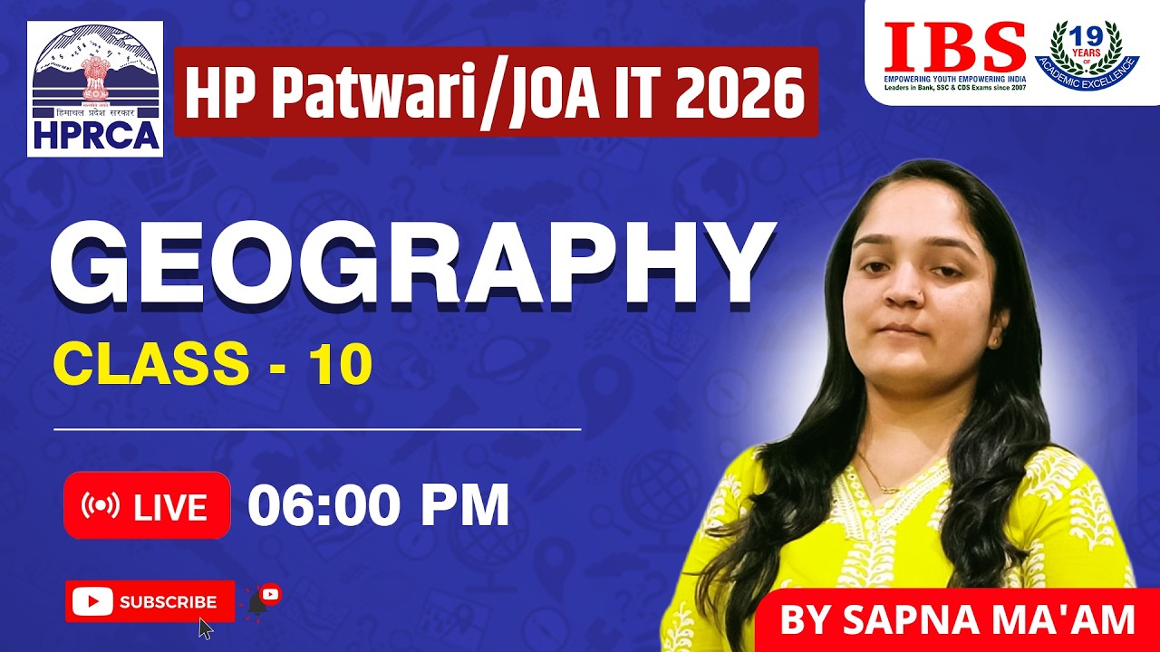 HP PATWARI / JOA IT -2026 II GEOGRAPHY CLASS 10  II WATCH NOW