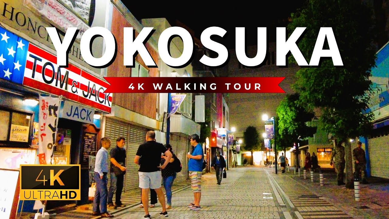 Yokosuka Japan Night Walk 4K | Dobuita Street | The Honch