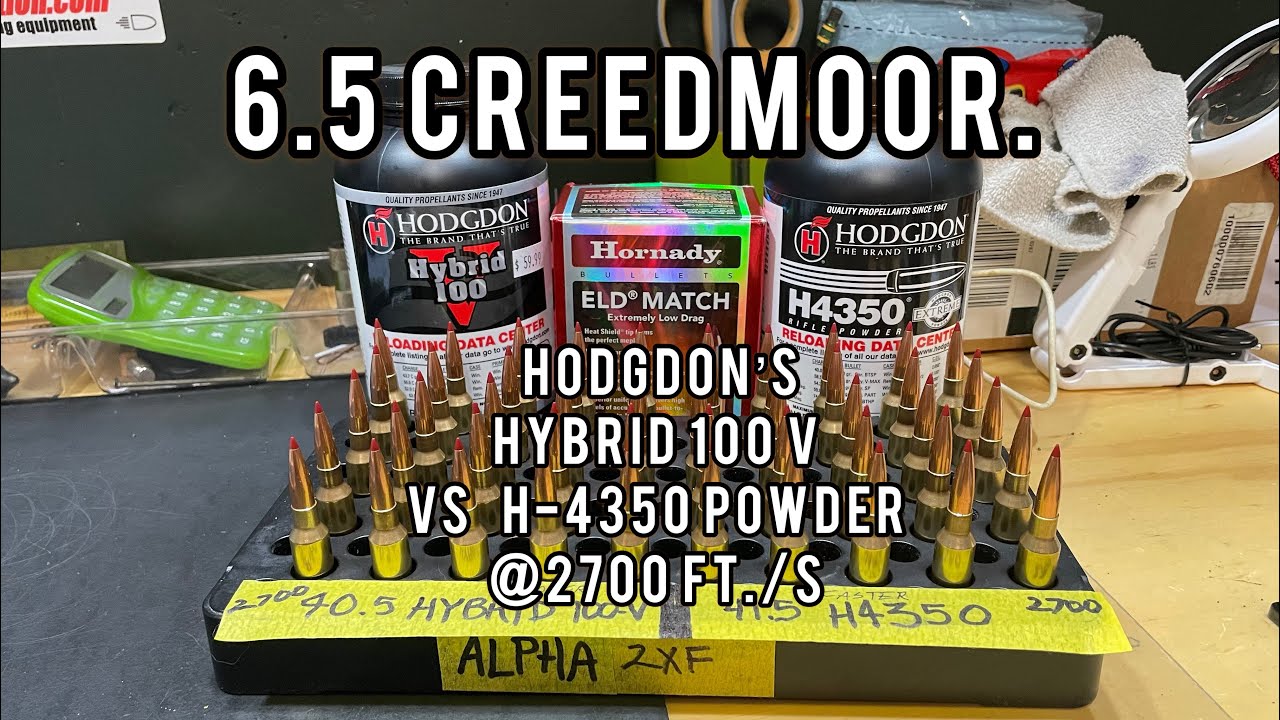 6.5 Creedmoor. Сравнение Hodgdon's Hybrid 100-V с их H-4350, 100 ярдов с 140 ELD-Match.