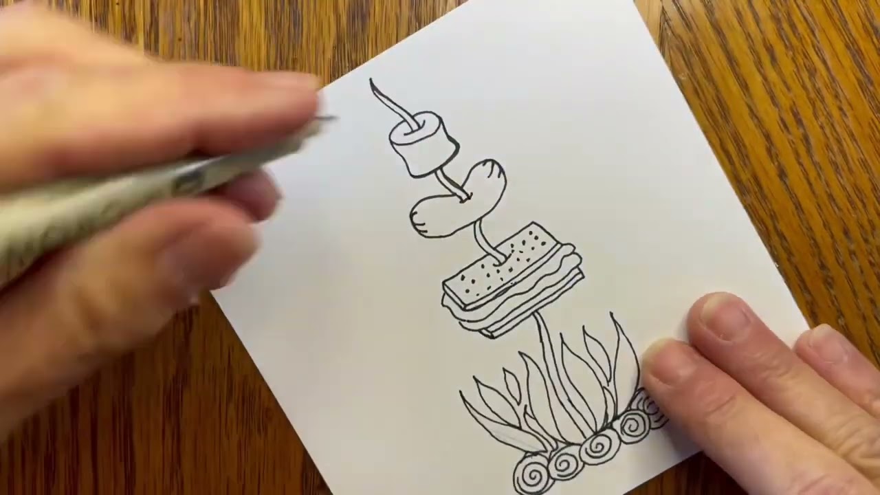 Fun, Whimsical Campfire Drawing - Doodle with Me #12 Time-Lapse - Zentangle ® Inspired Doodles