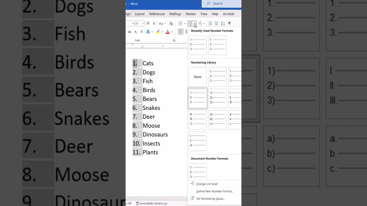 How to Align the Periods in Numbered Lists in Microsoft Word (PC & Mac) #shorts