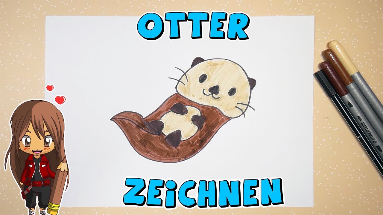 Otter einfach malen für Kinder | ab 6 Jahren | Malen mit Evi | deutsch