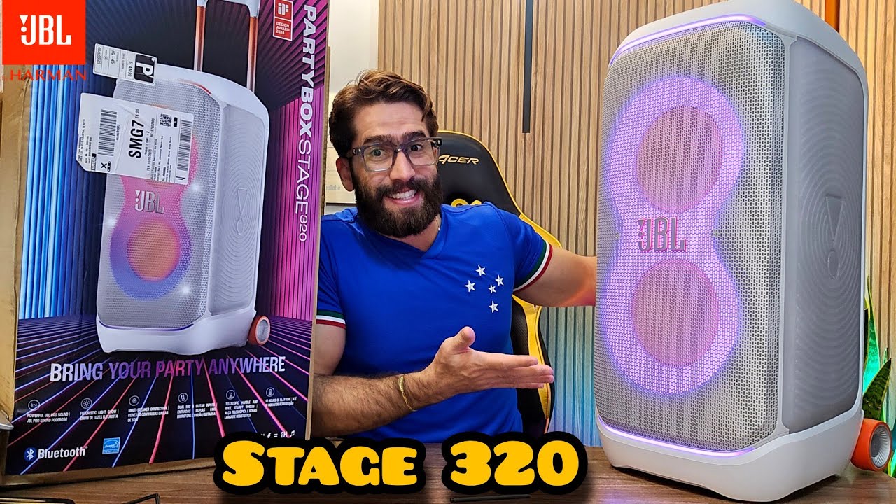 AGORA MAIS BARATA! JBL PARTYBOX STAGE 320 240W IPX4 (Versão Branca) Mais Bonita? (Unboxing)