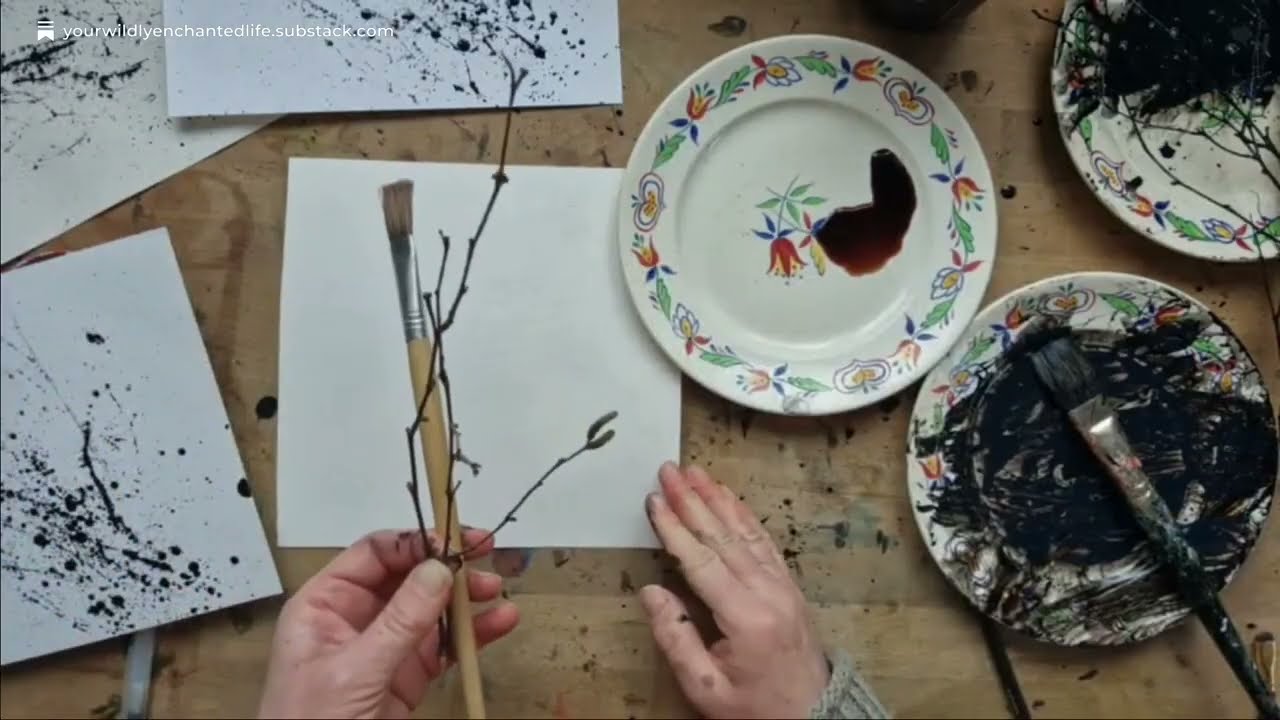 Studio & Wild Live | Drawing with bare winter branches (+ woodland walk drawings)
