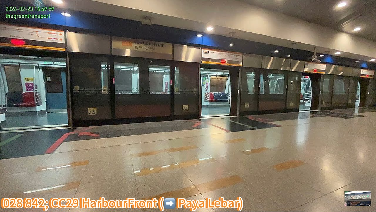 ⁴ᴷ⁶⁰ [SMRT] Alstom Metropolis C830C [842] depart CC29 HarbourFront (➡️ Paya Lebar)