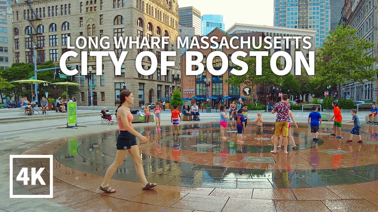 [4K] BOSTON TRAVEL - Long Wharf, Boston Marriott, Christoper Columbus Waterfront, Massachusetts, USA