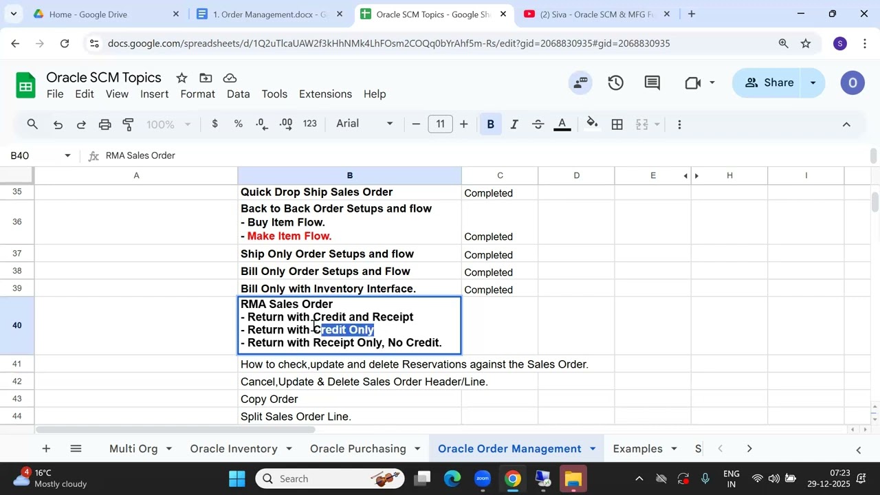 28. Oracle Order Management Topics - RMA Sales Order   Receipt and Credit, Receipt Only, Credit Only