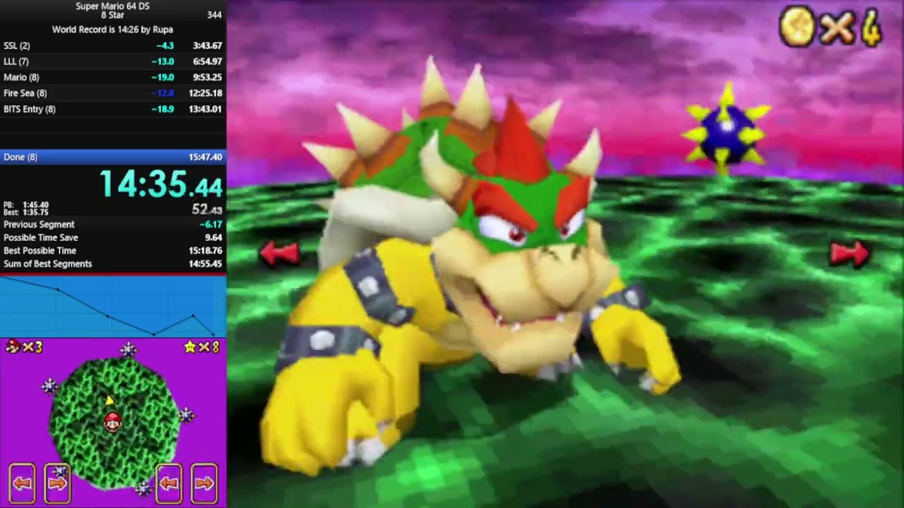 Super Mario 64 DS 8 Star Speedrun in 