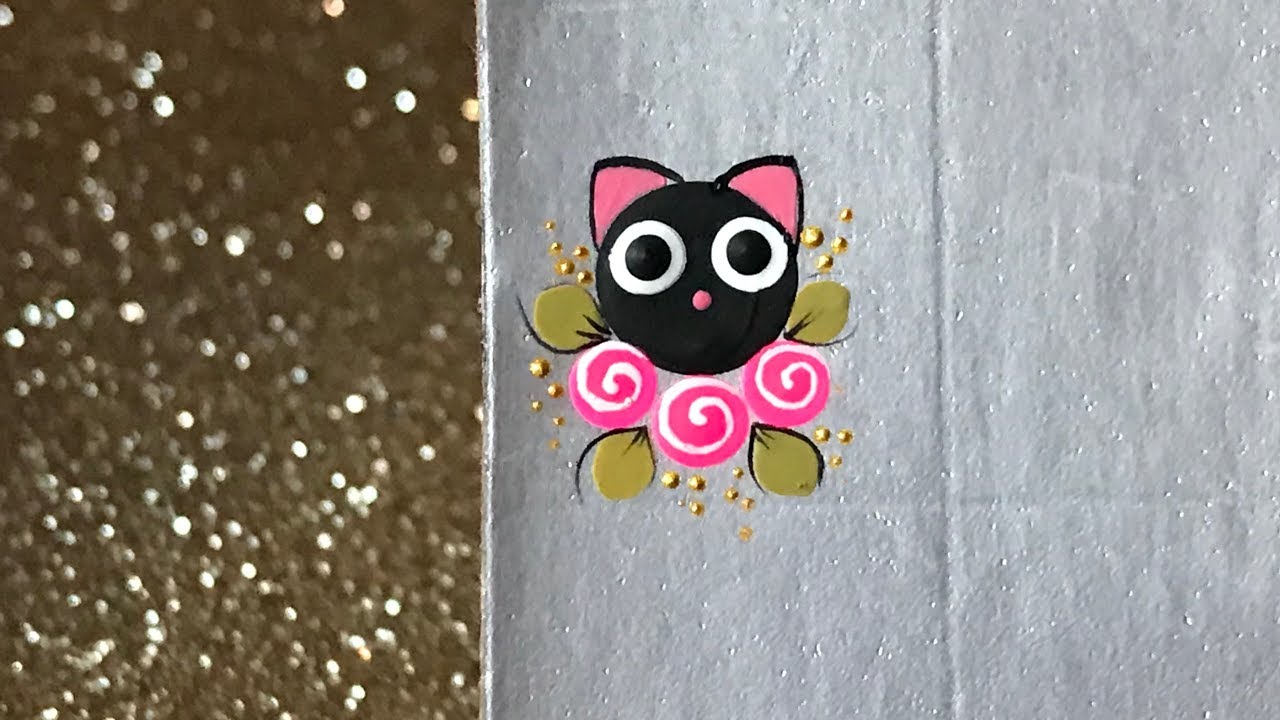 Adesivo de unha gatinho passo a passo