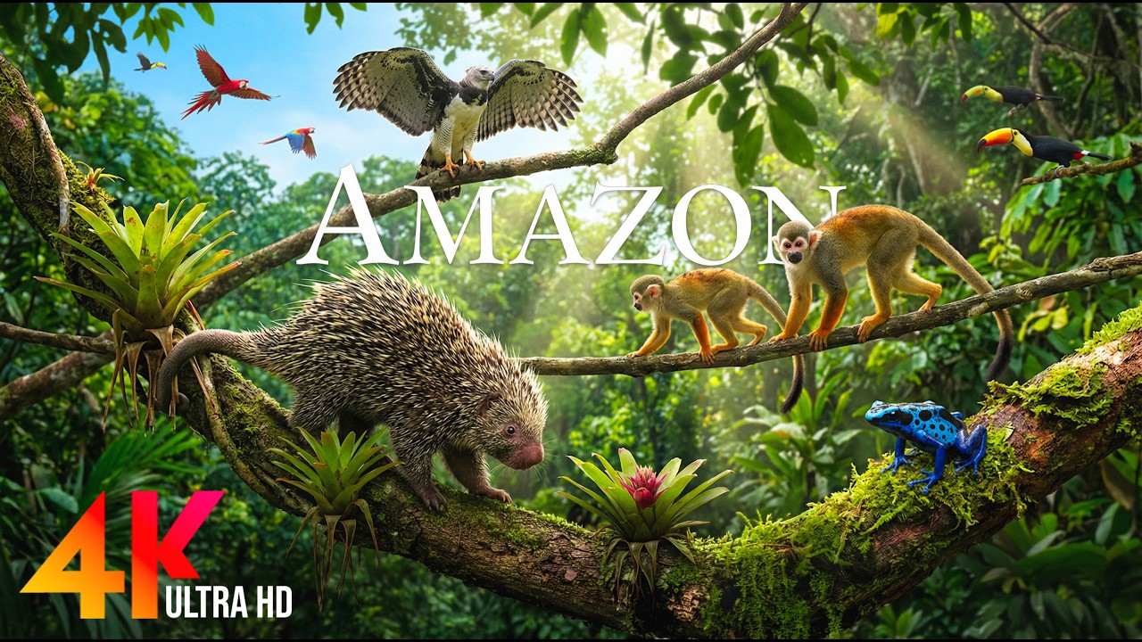 Amazon Animals 4K | The World's Largest Rainforest + Nature Sounds & Relaxing Movies