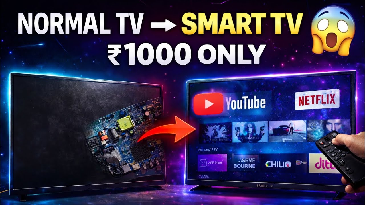 ₹1000 me Normal TV ko Smart TV banaye 😱|Android tv ghar par banaye