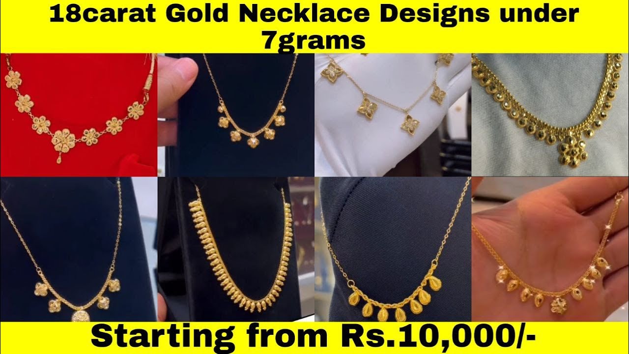 18 Carat Gold Necklace Design with Weight and Gold Price Today