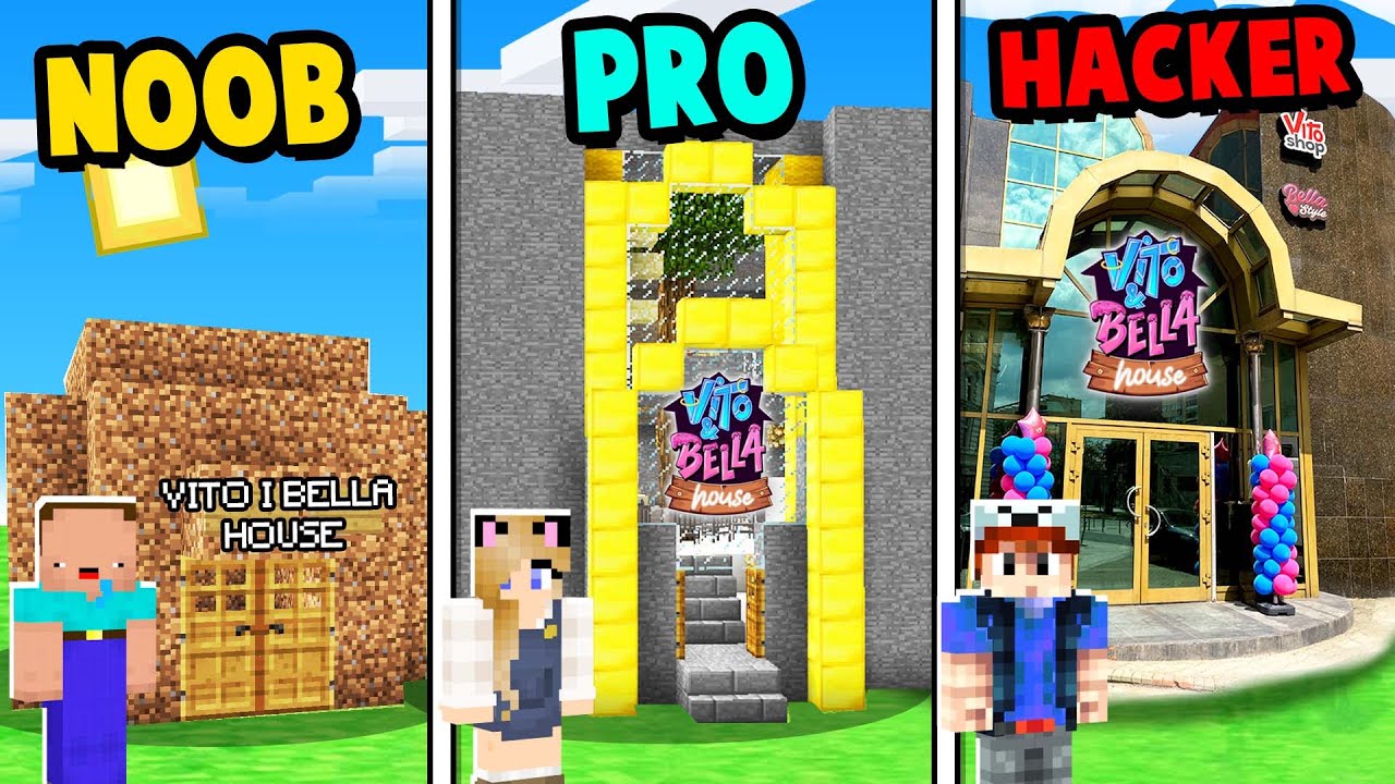 MINECRAFT - VITO I BELLA HOUSE CHALLENGE | Noob VS Pro VS Hacker | Vito vs Bella