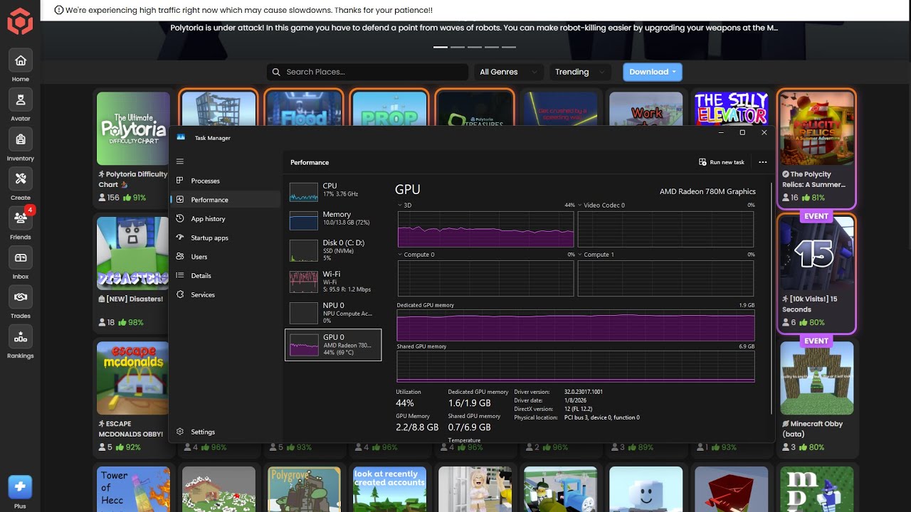 AMD Radeon 780M on Polytoria (1080p)