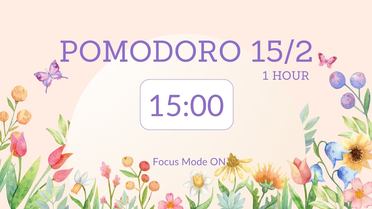 15/2 pomodoro timer / be productive/ deep focus / no music / Focus Mode ON 💫