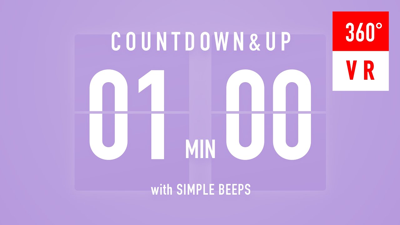 1 Minute Countdown & Countup VR Timers ⏳ Flip Clock with Bell Alerts 💜🔔