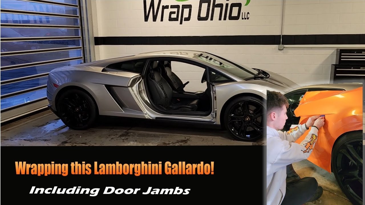 Vinyl Wrapping this Lamborghini Gallardo in supergloss pearlescent orange #vinylwrap #lamborghini