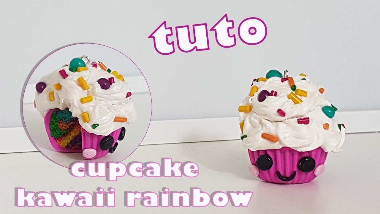 { TUTO } CUPCAKE KAWAII RAINBOW / FIMO