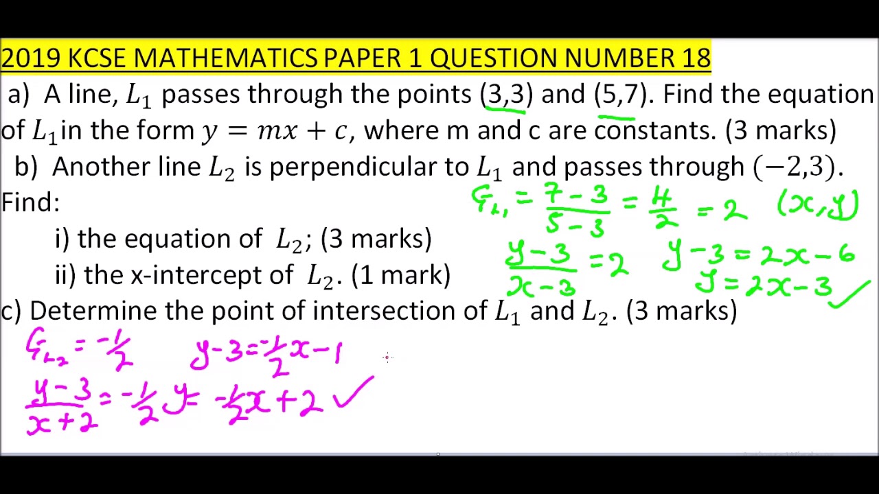 2019 KCSE MATHEMATICS PAPER 1 QUESTION 18