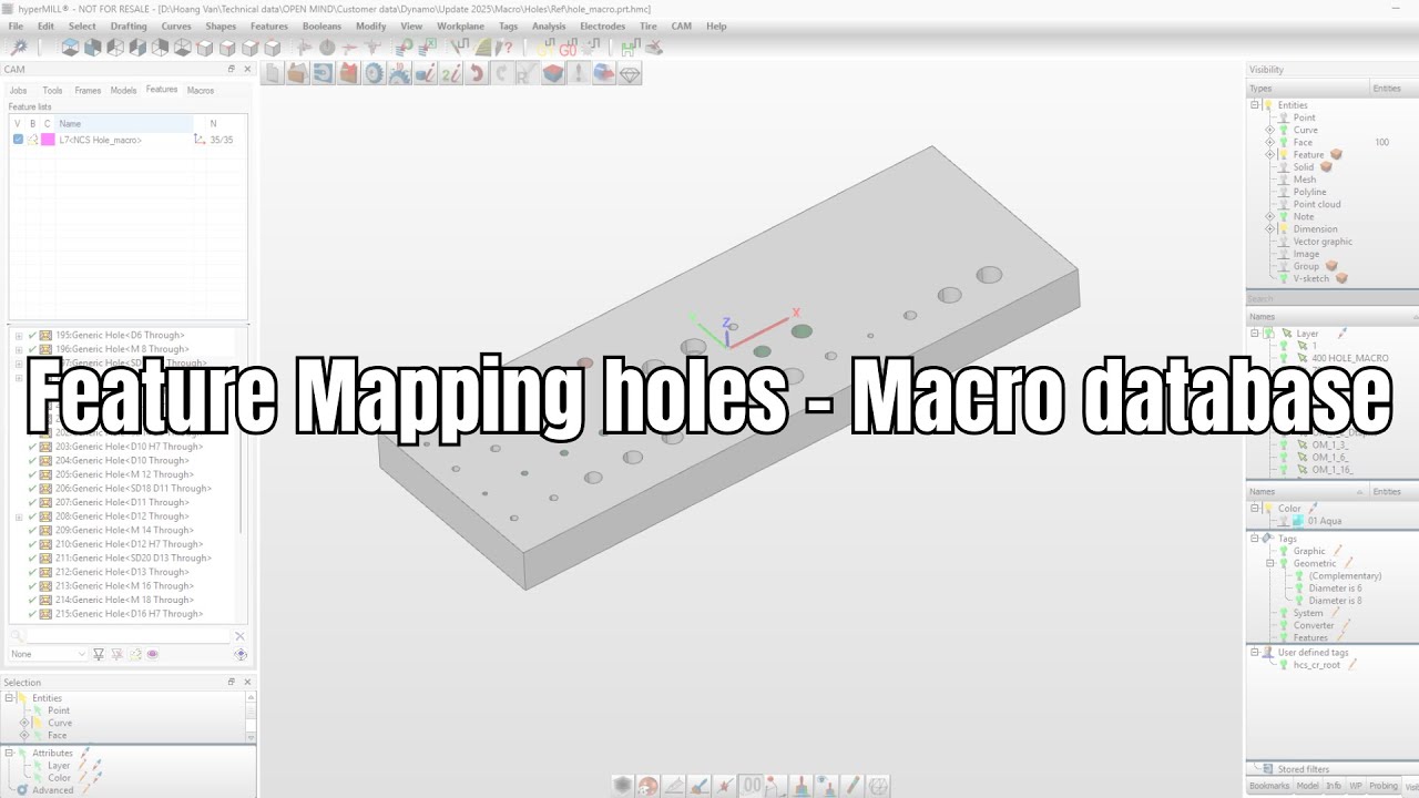 hyperMILL - Feature mapping holes & Macro database