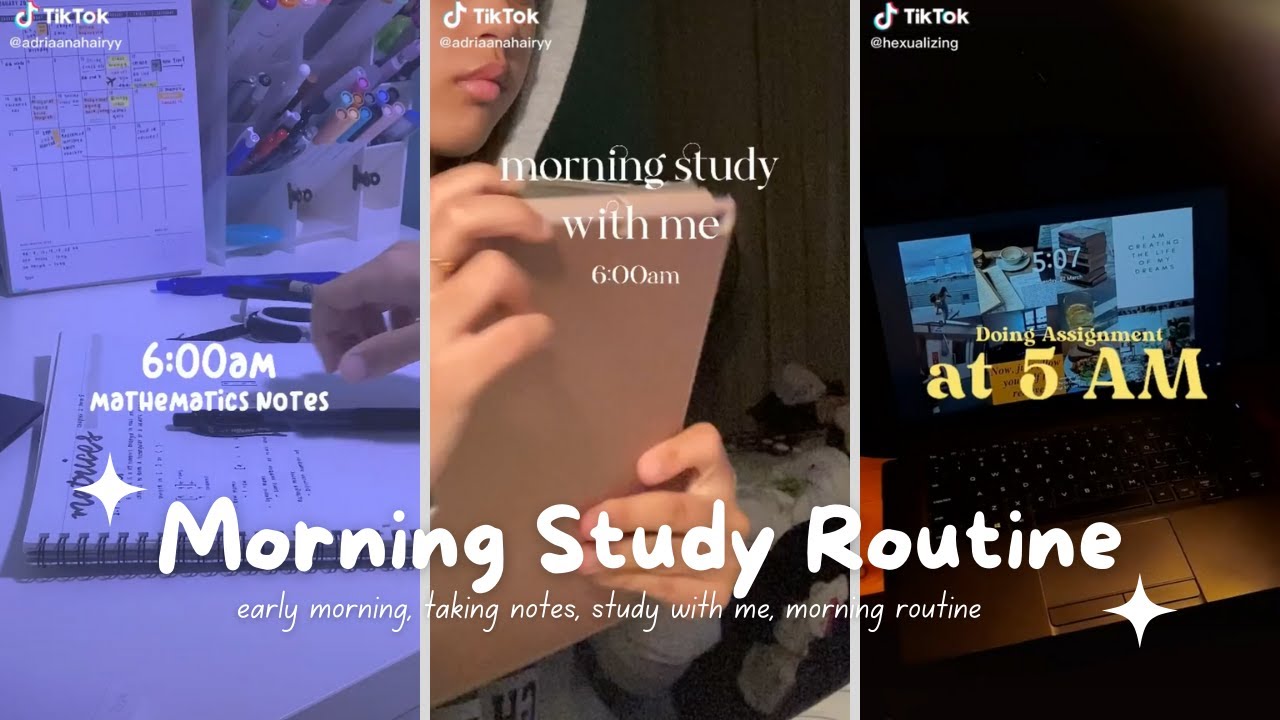 wake up and study⛅study with me, morning routine • tiktok compilation