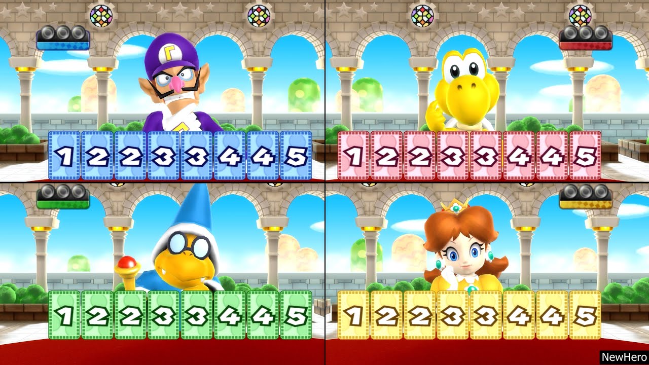 Mario Party 9 - Waluigi Vs. Koopa Vs. Kamek Vs. Daisy | Step It Up