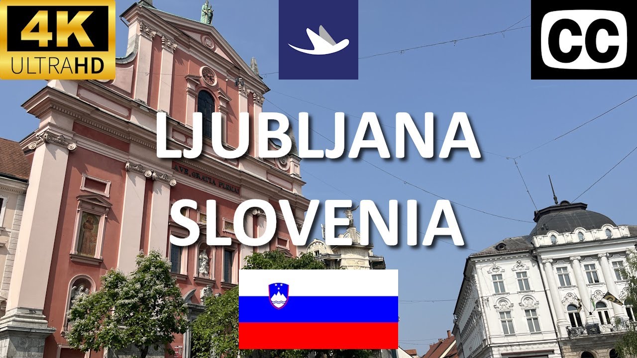 🇸🇮 Ljubljana, Slovenia - Walking Tour - Prešeren Square, Old Town, Dragon Bridge, Castle (4K, CC)