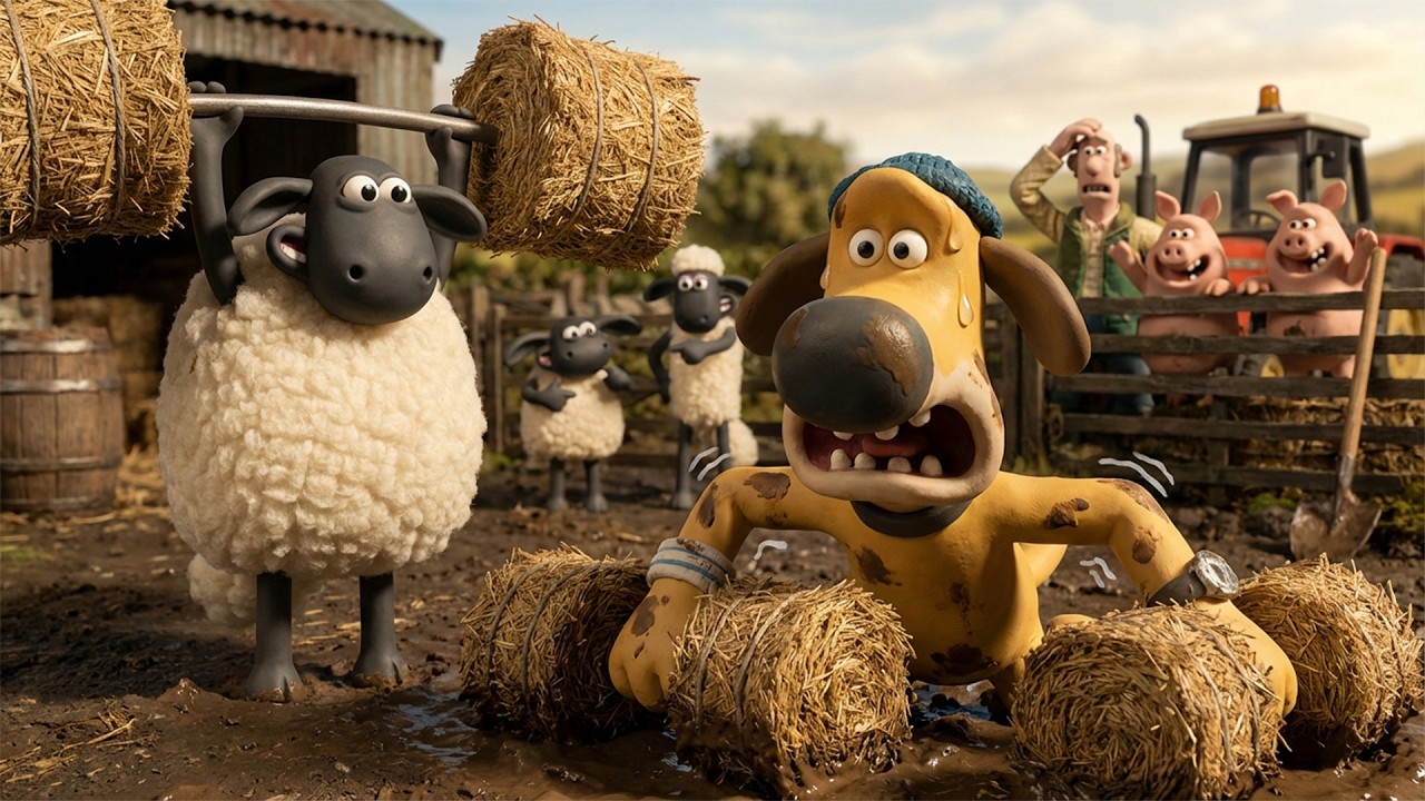 Sheep Workout: Why Is the Sheep Lifting Hay Bales? 🐑💪💥 | Funny Shaun the Sheep Cartoon