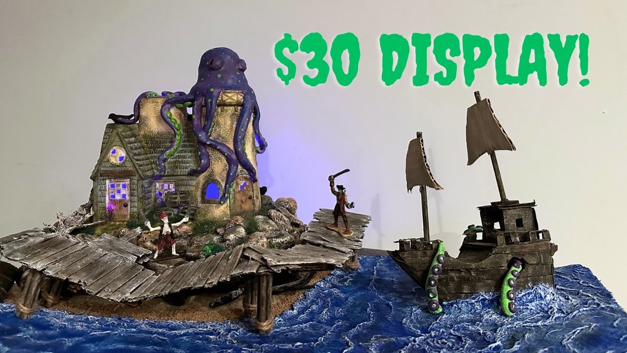 Create a Halloween Village Display for $30 (including the building)! - Spooky Lighthouse Edition