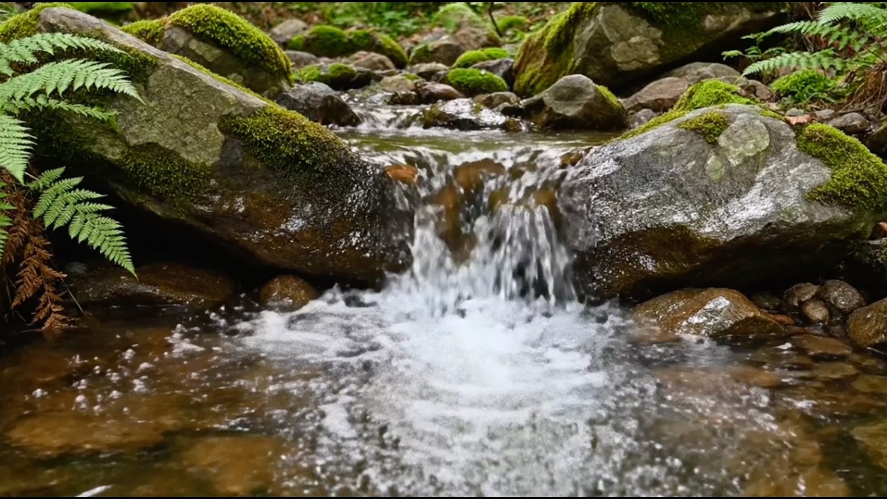 Gentle Forest Stream | Waterfall Sounds | 1 Hour | No Music