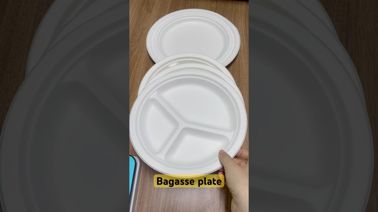 100% Compostable, 3 Compartment, Disposable Paper Plates  {PFAS Free} - {BPA Certified} - [10 Inch]