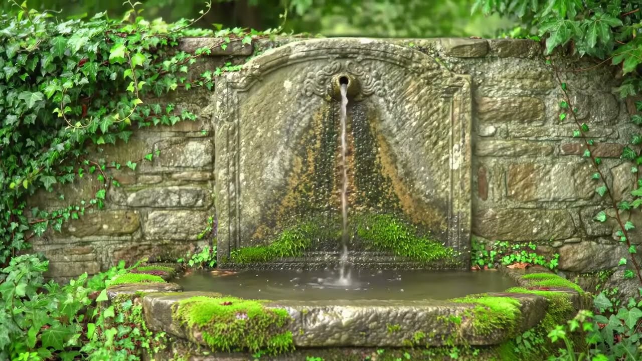Timeless Fountain in a Secret Garden | Relaxing Music & Water Flow