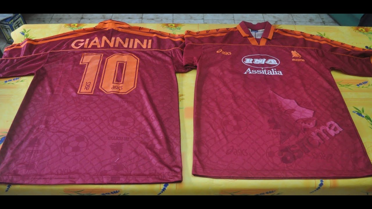 Maglia As Roma stagione 1995 - 1996 spiegazione delle tre maglie e differenze tra negozio e campo