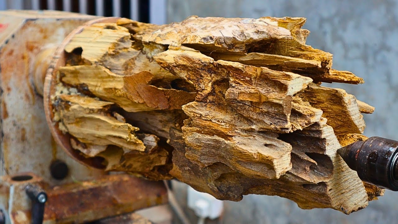 Wood turning = idea from natural driftwood forgotten in the forest,