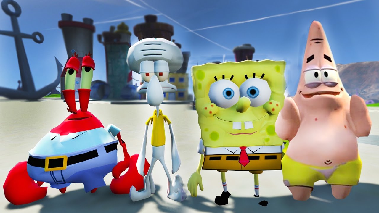 BIKINI BOTTOM FOUND IN GTA 5 - SPONGEBOB PATRICK MR.KRABS SQUIDWARD MOD