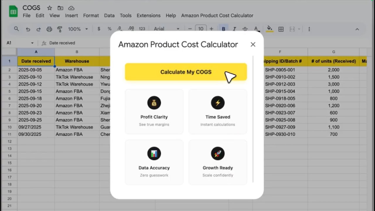 Amazon COGS Calculator | See True Landed Cost & SKU Margins Instantly
