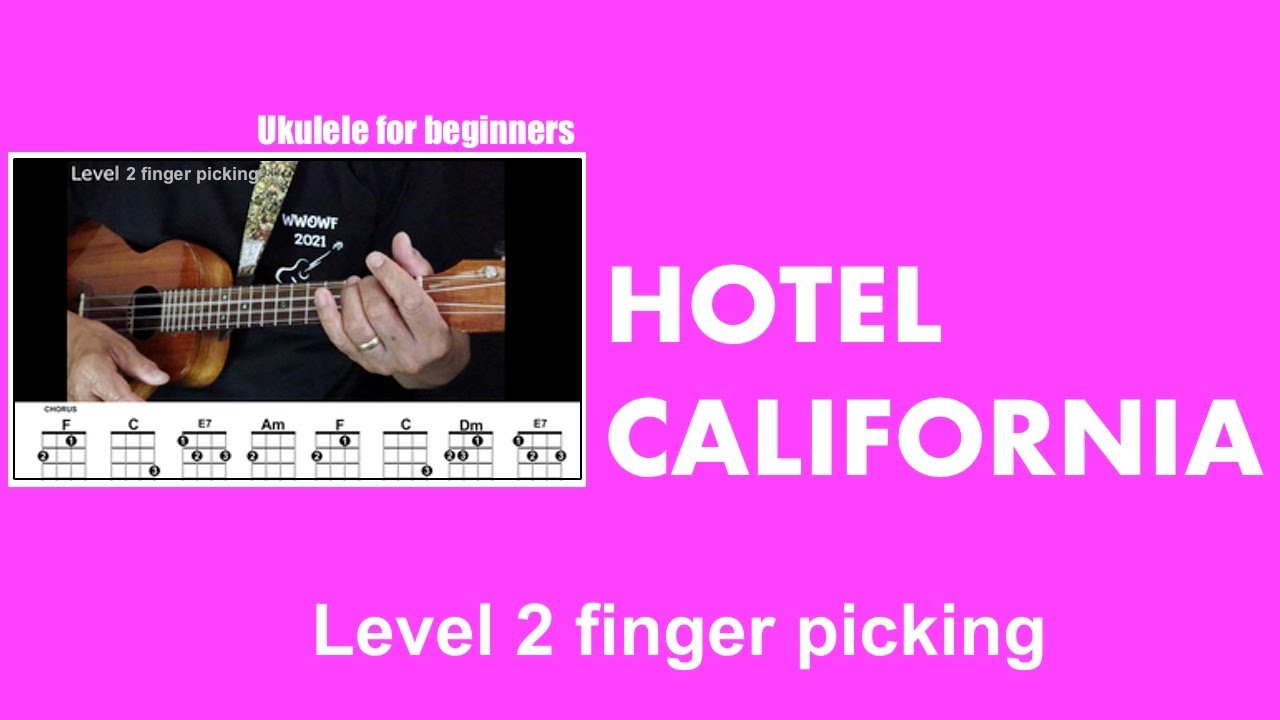 LEVEL 2 FINGER PICKING FOR HOTEL CALIFORNIA FOR UKULELE BEGINNERS. In Key of C