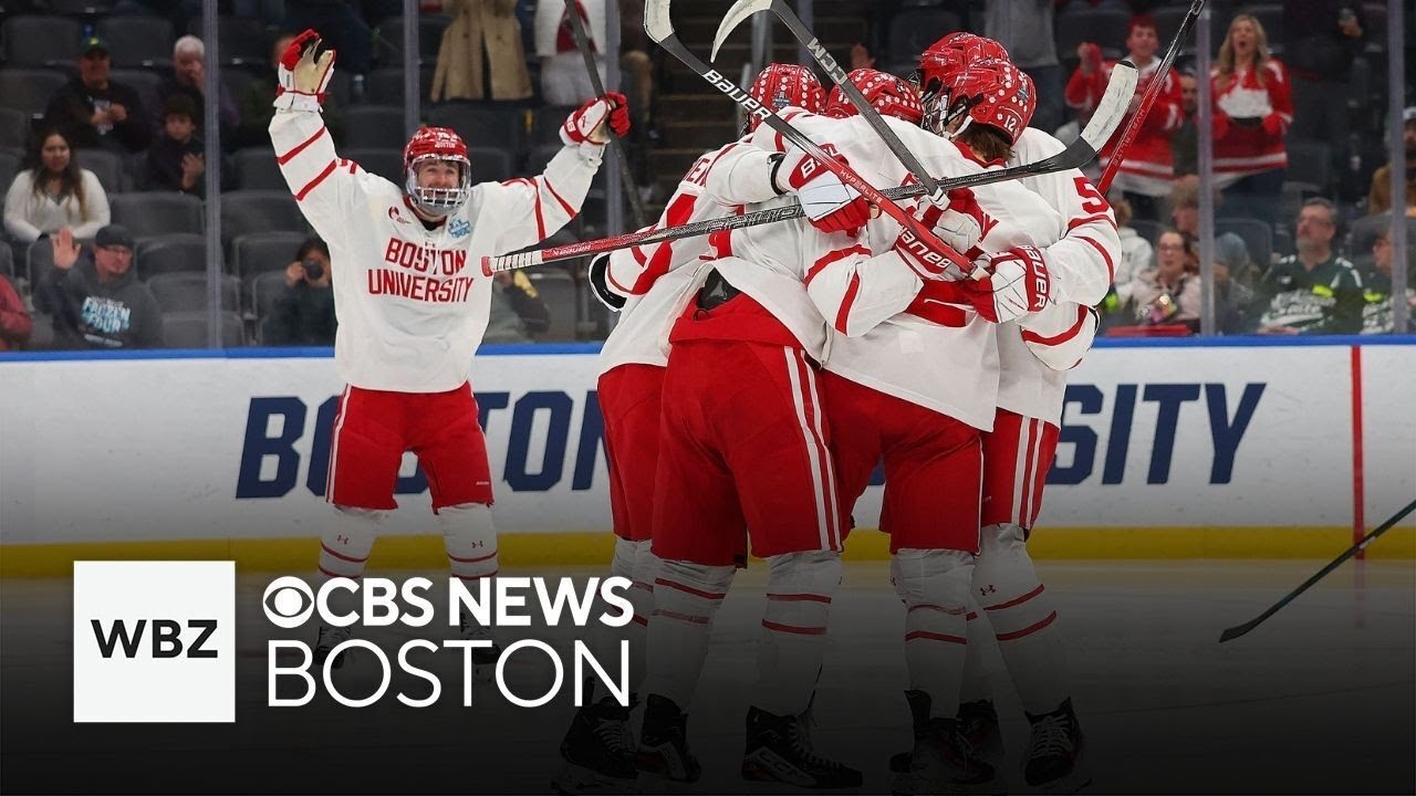 Boston University playing for NCAA hockey championship after Frozen Four win over Penn State