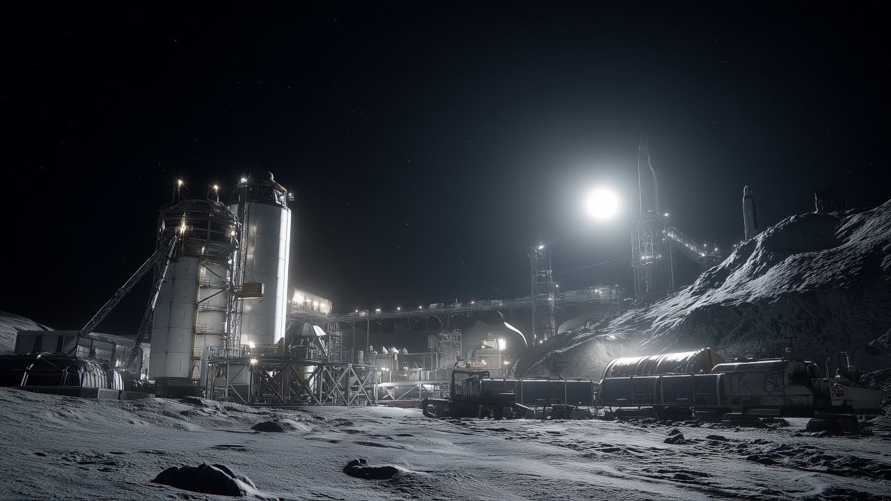 RETURN TO THE MOON 🌖 | Industrial Lunar Ambiance | Tranquility, Stillness, Sleep | 4K | 1 HOUR