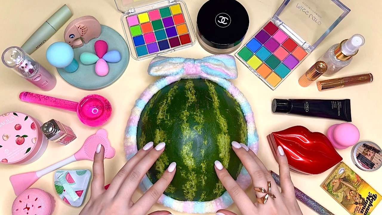 ASMR Makeup & Facial on Watermelon 🍉 (No Talking)