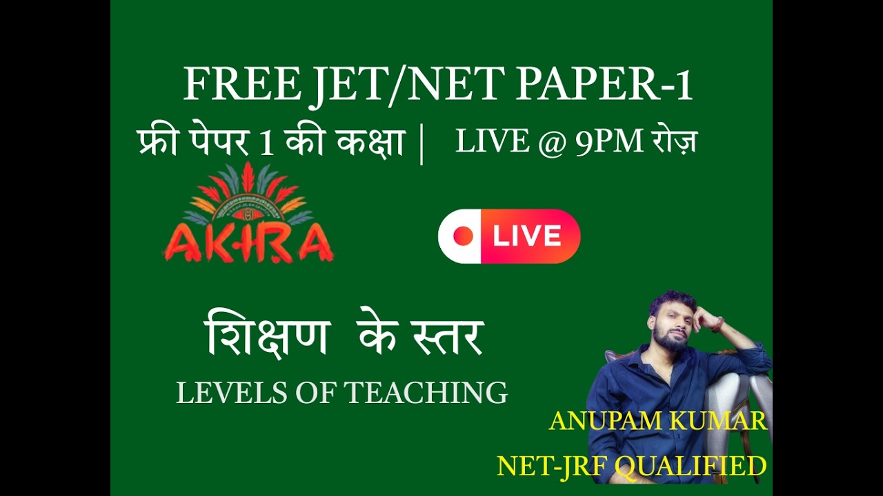 Teaching Aptitude  08 | PAPER 1 | शिक्षण  के स्तर   | LEVELS OF TEACHING I  BY ANUPAM KUMAR