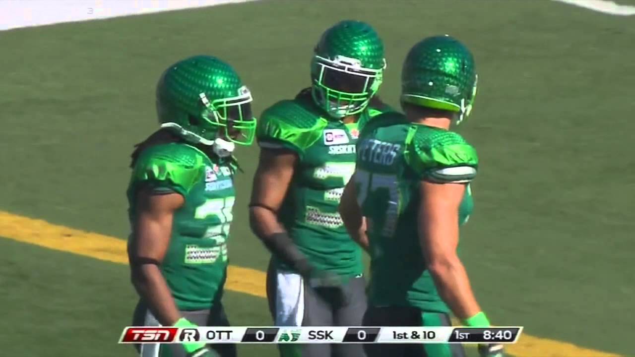 CFL Defensive Back Gets Blown Up by Lineman