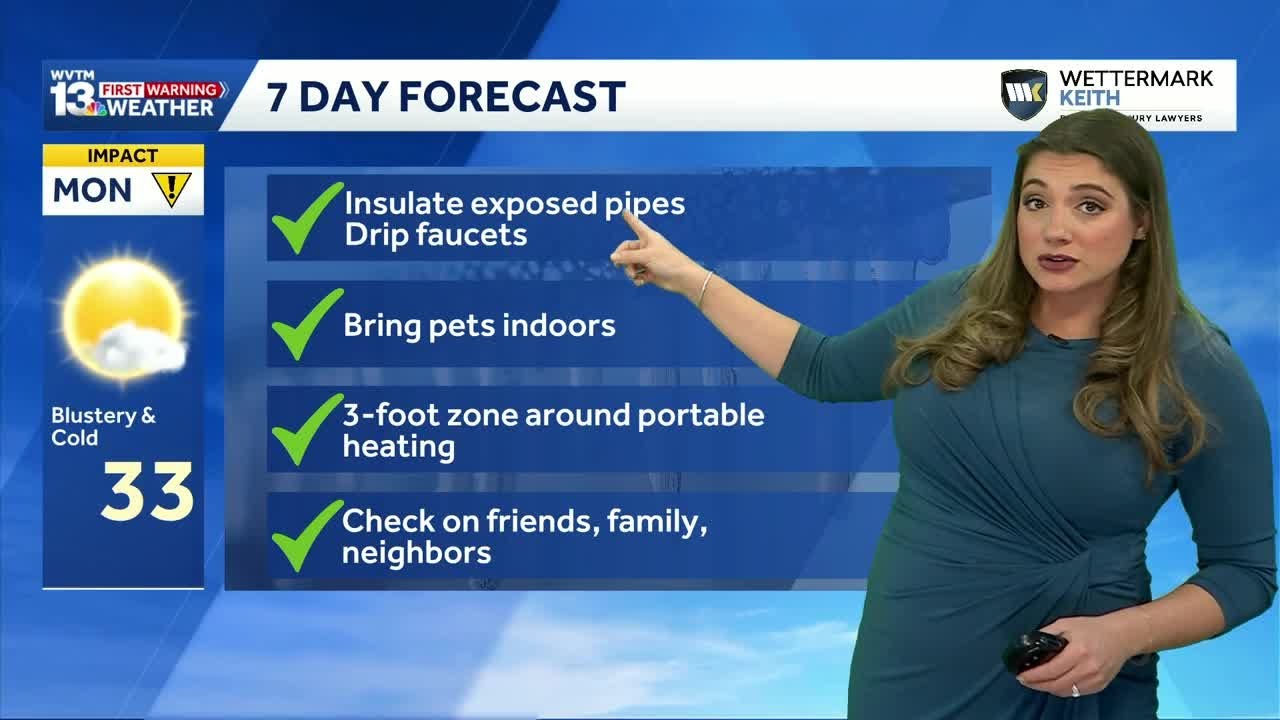 Tracking the threat of dangerously cold temperatures below freezing in the Alabama weather forecast