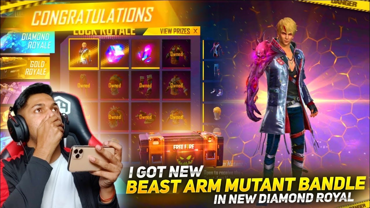 New Diamond Royale I Got New Beast Arm Mutant Bundle In One Spin😱😱 At Garena Free Fire 2020