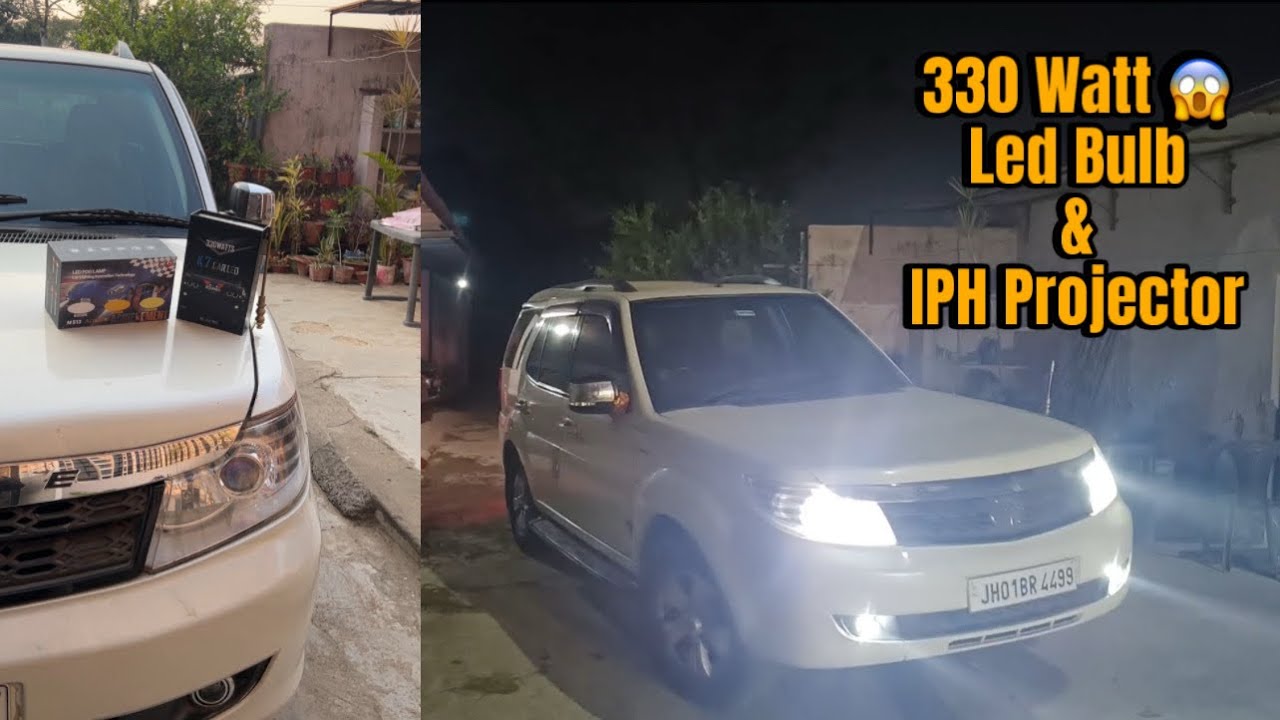 Safari me kiye Lights Upgrade 💡/ Tata Safari Storme /    Led Bulb 330w / IPH Projector